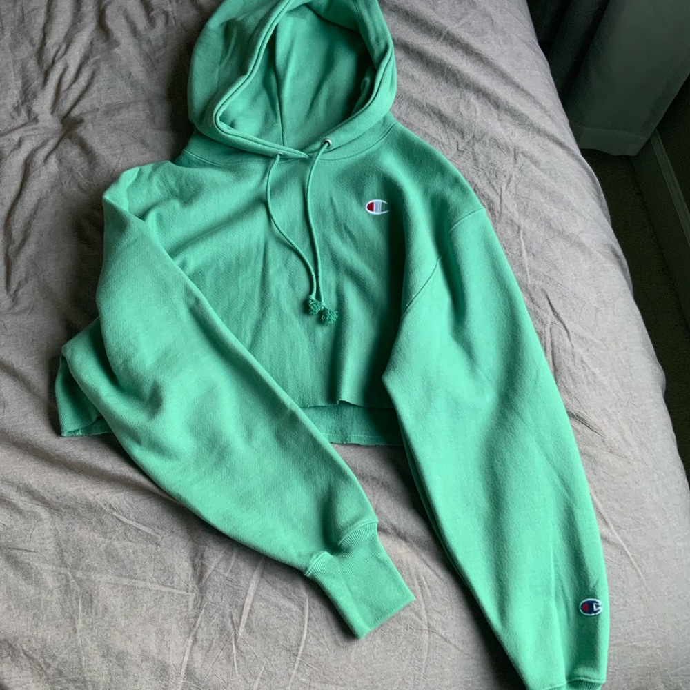 champion cropped sage green hoodie
